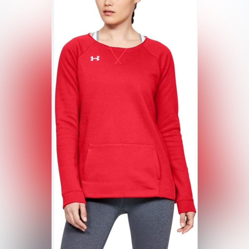 UNDER ARMOUR red  HUSTLE FLEECE CREW pullover